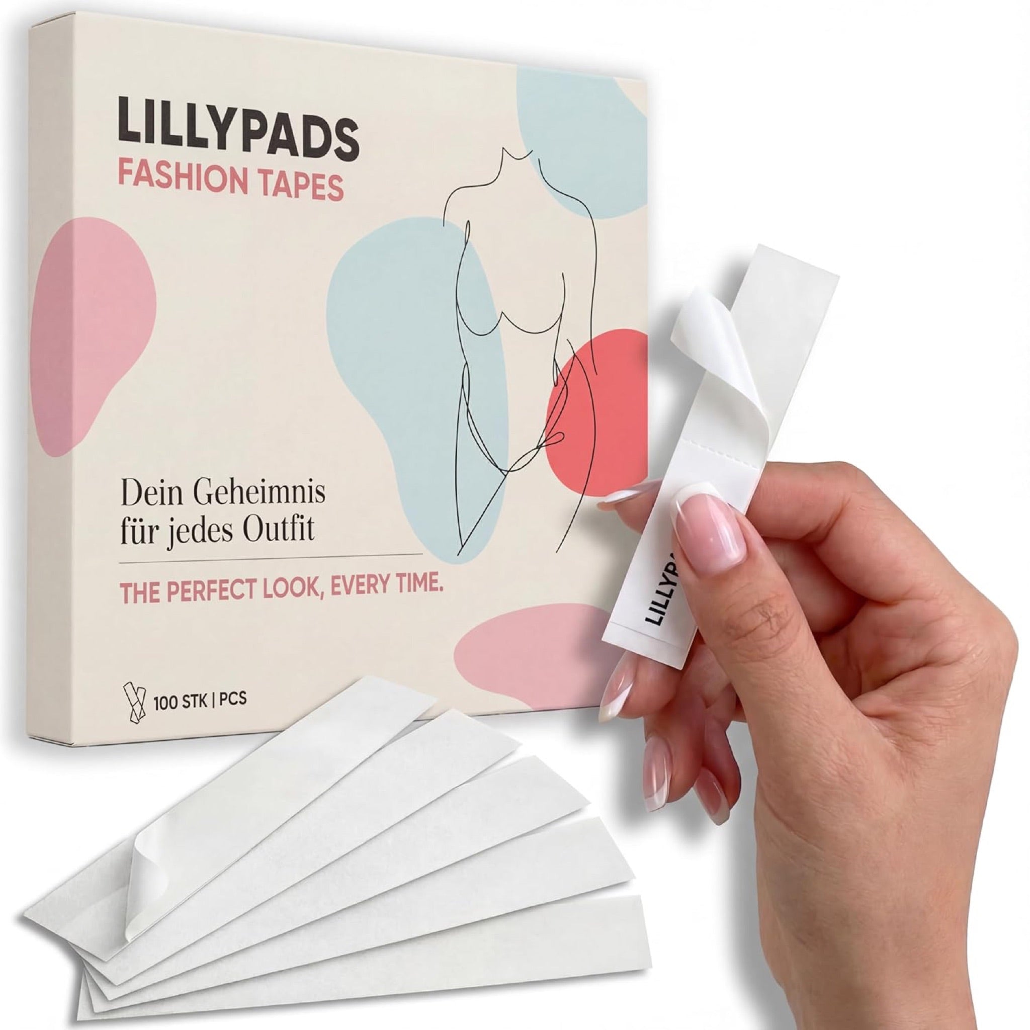 Lillypads Fashion Tape – transparentes doppelseitiges Klebeband, 100 Stück